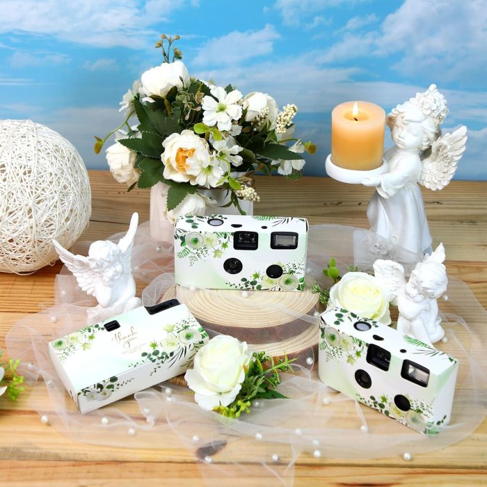 Kanayu 10 Pack Disposable Camera for Wedding Floral 35mm Single Use Film Camera with Flash One Time Use Camera for Anniversary Concert Travel Camp Party Supply Gift Honeymoon(White Rose) - Image 2
