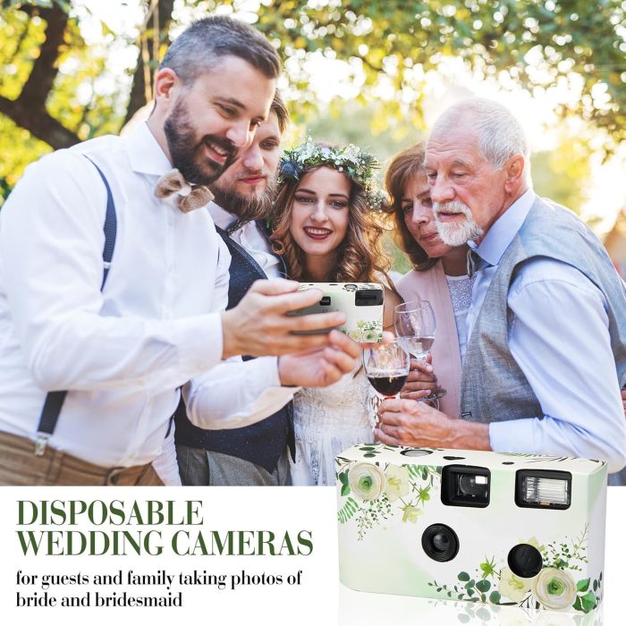 Kanayu 10 Pack Disposable Camera for Wedding Floral 35mm Single Use Film Camera with Flash One Time Use Camera for Anniversary Concert Travel Camp Party Supply Gift Honeymoon(White Rose) - Image 5